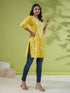 Yellow Cotton Chikankari Regular Tunic